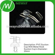 Flexible 20mm PVC Suction Cup with Metal Hook